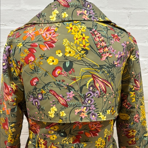 Rino & Pelle - Army Green with Bright Floral Trench Coat with Wrap Front - Picture 7 of 10
